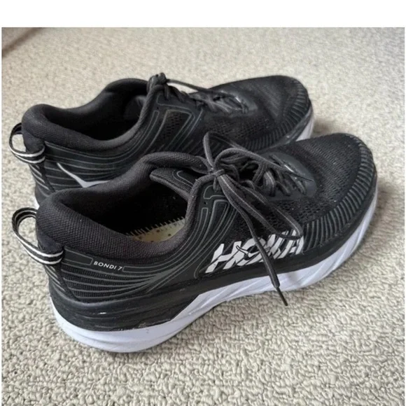 Hoka bondi 7  Black and White Athletic Shoes - Picture 3 of 5